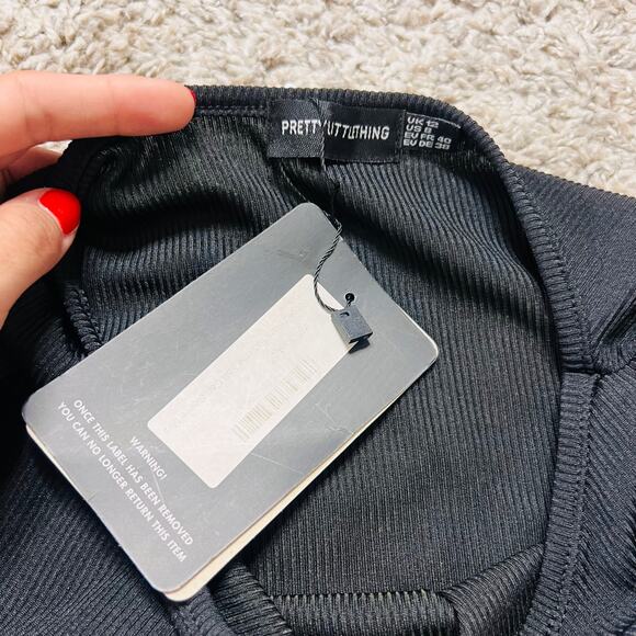 Pretty Little Thing Black Basics Stretch Knit Dress Short Sleeve 8 - Picture 4 of 4